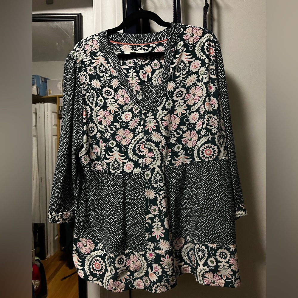 Boden Mollie Top Green floral mixed print tunic never worn